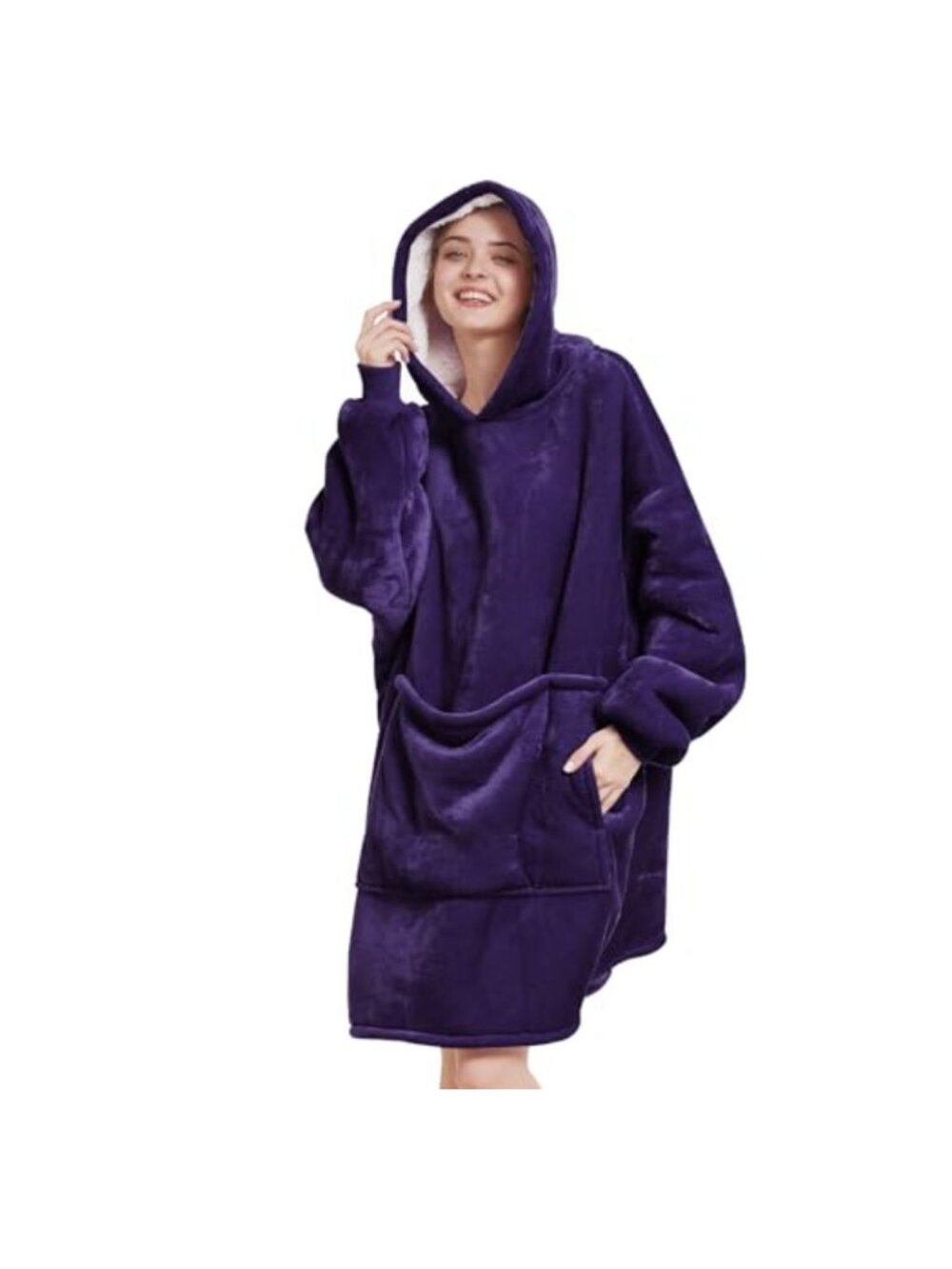 Oversized Plush Fleece Hoodie Blanket Giant Pocket Warm Gift